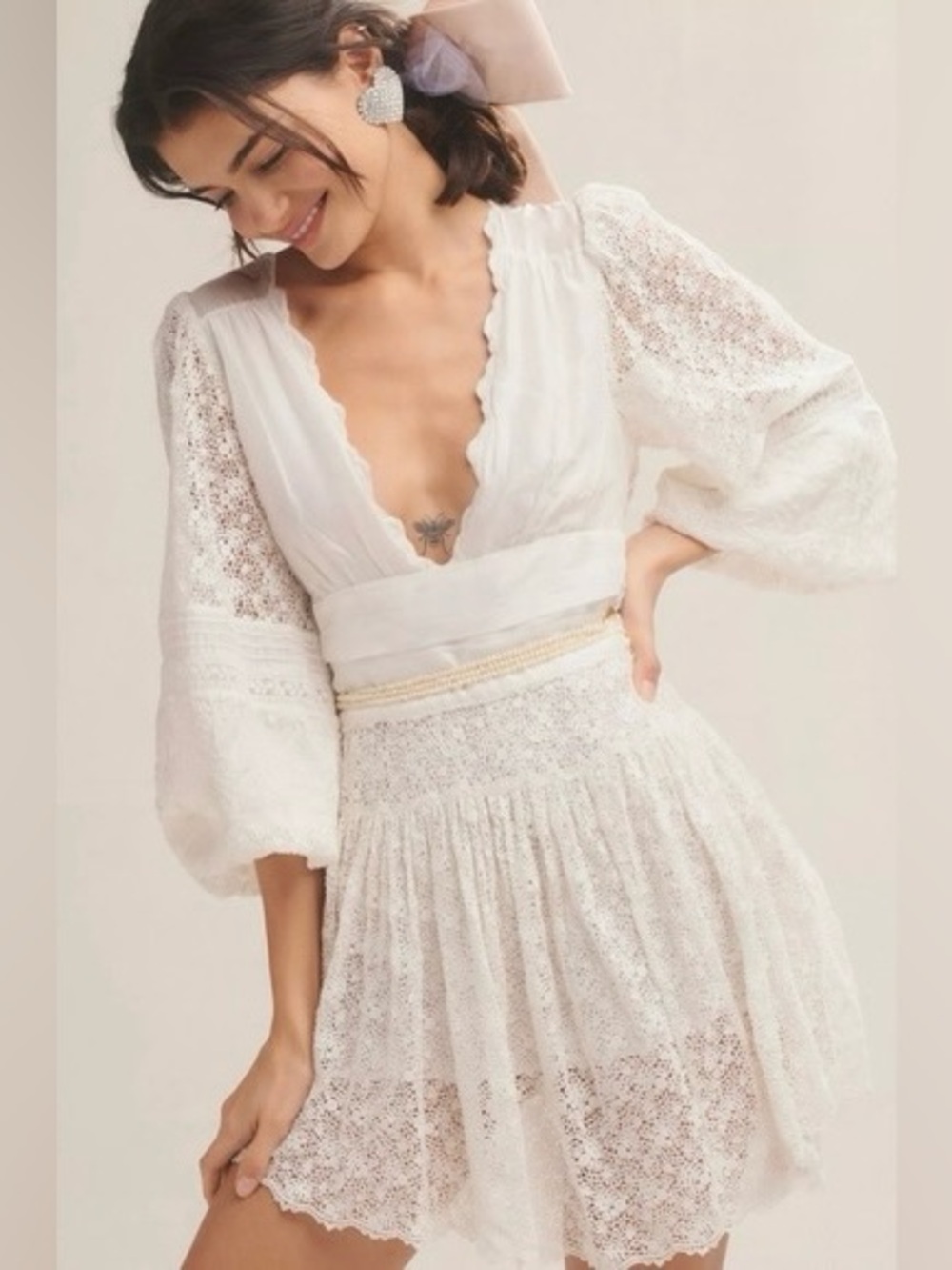 LoveShackFancy Jiona Silk and Cotton Mini Dress Size 00